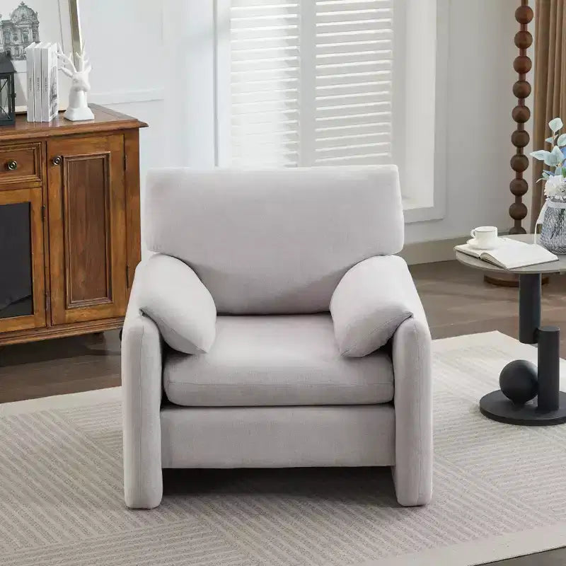 Fauteuil d'appoint HYLEORY Chenille 92,48 cm avec pouf, fauteuil de salon confortable et surdimensionné, fauteuil rembourré pour salon, chambre, bureau, appartement