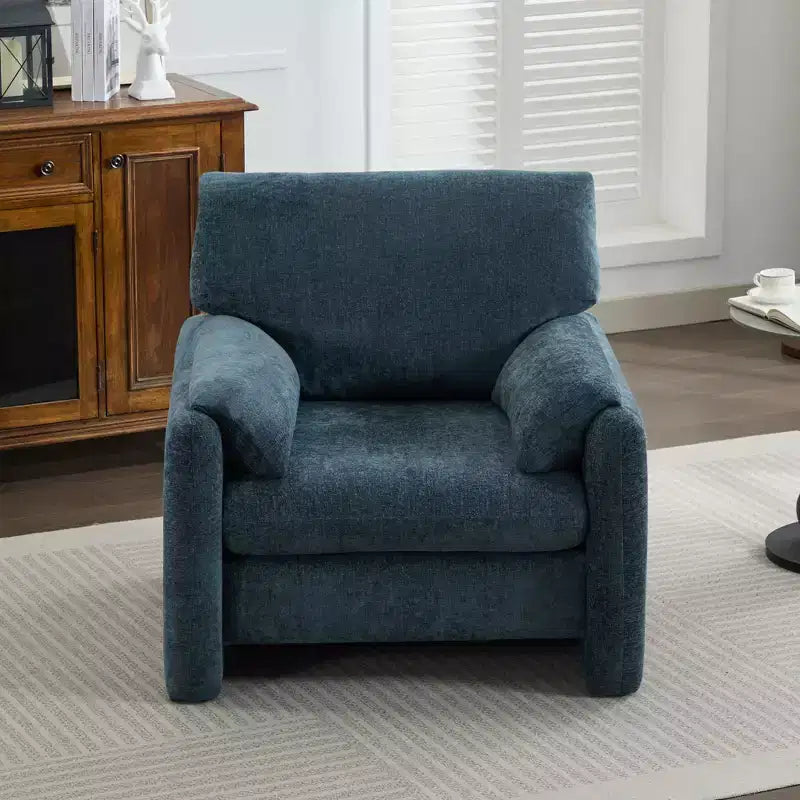 Fauteuil d'appoint HYLEORY Chenille 92,48 cm avec pouf, fauteuil de salon confortable et surdimensionné, fauteuil rembourré pour salon, chambre, bureau, appartement