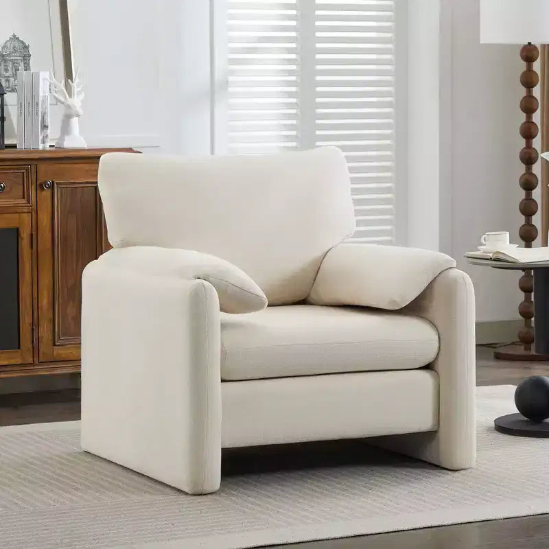 Fauteuil d'appoint HYLEORY Chenille 92,48 cm avec pouf, fauteuil de salon confortable et surdimensionné, fauteuil rembourré pour salon, chambre, bureau, appartement