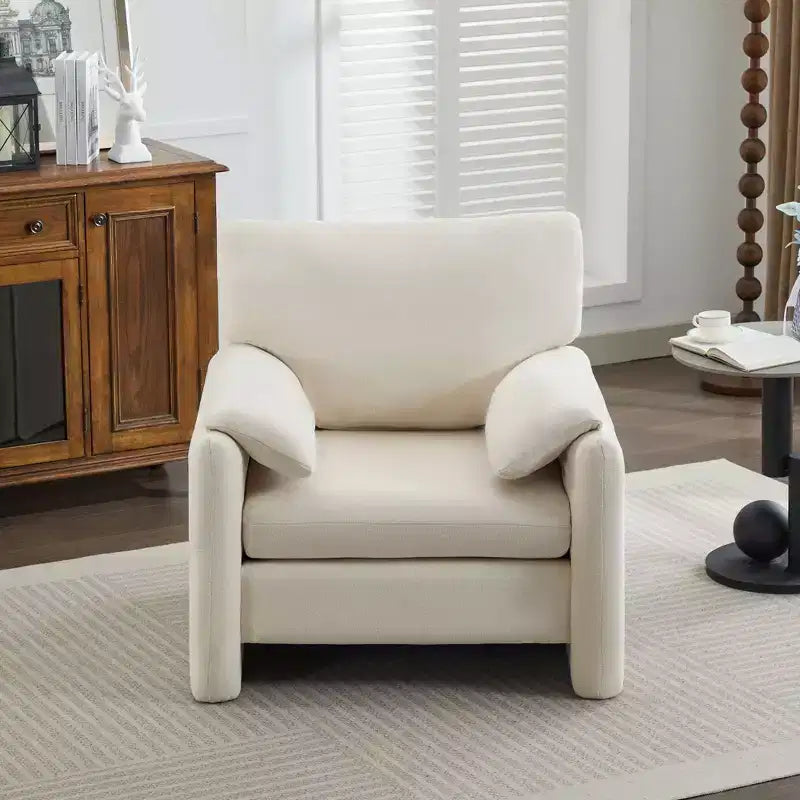 Fauteuil d'appoint HYLEORY Chenille 92,48 cm avec pouf, fauteuil de salon confortable et surdimensionné, fauteuil rembourré pour salon, chambre, bureau, appartement