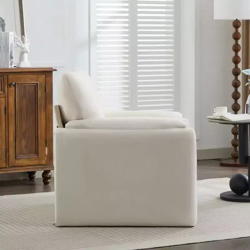 Fauteuil d'appoint HYLEORY Chenille 92,48 cm avec pouf, fauteuil de salon confortable et surdimensionné, fauteuil rembourré pour salon, chambre, bureau, appartement