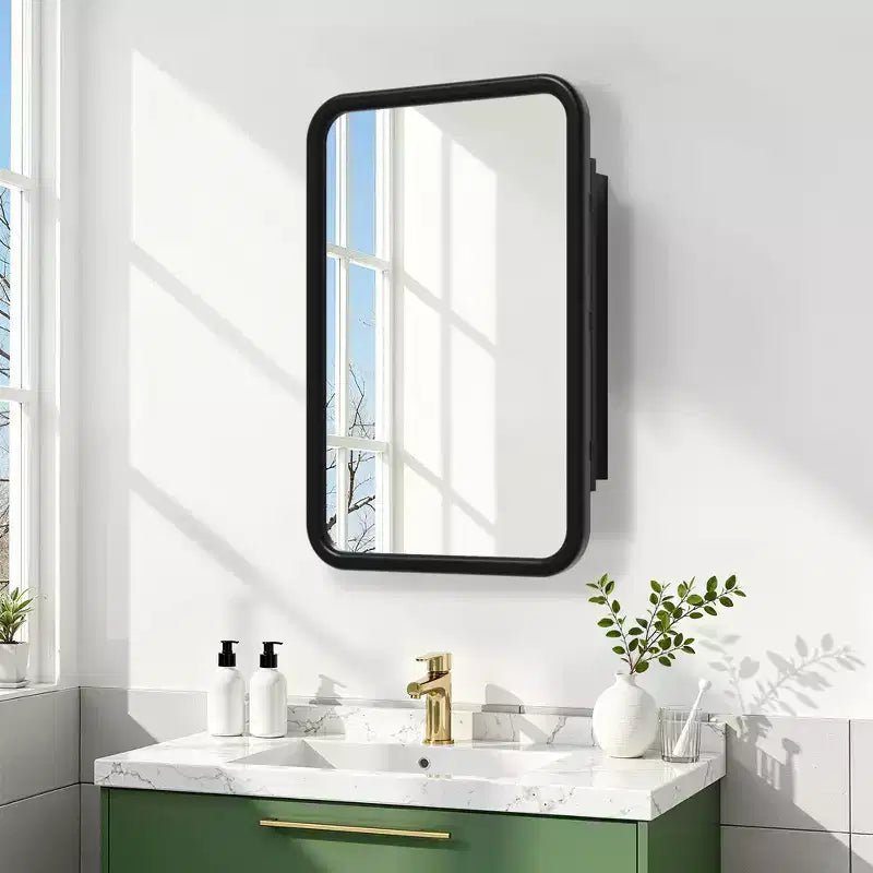 Dovelina Armoire de toilette murale, armoire à miroir, armoire à miroir murale multifonctionnelle avec portes magnétiques