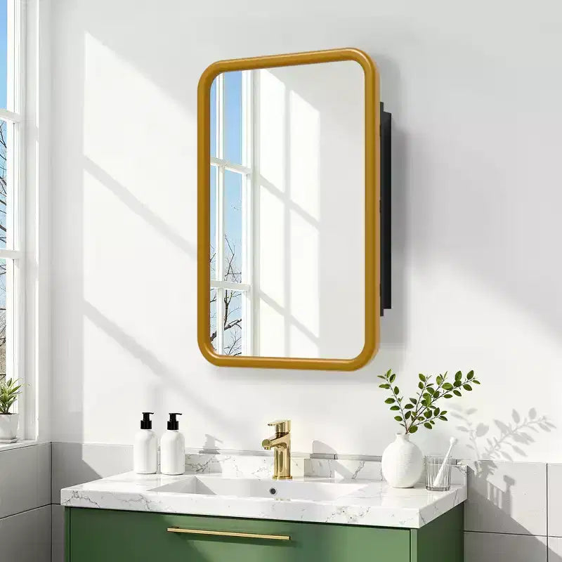 Dovelina Armoire de toilette murale, armoire à miroir, armoire à miroir murale multifonctionnelle avec portes magnétiques