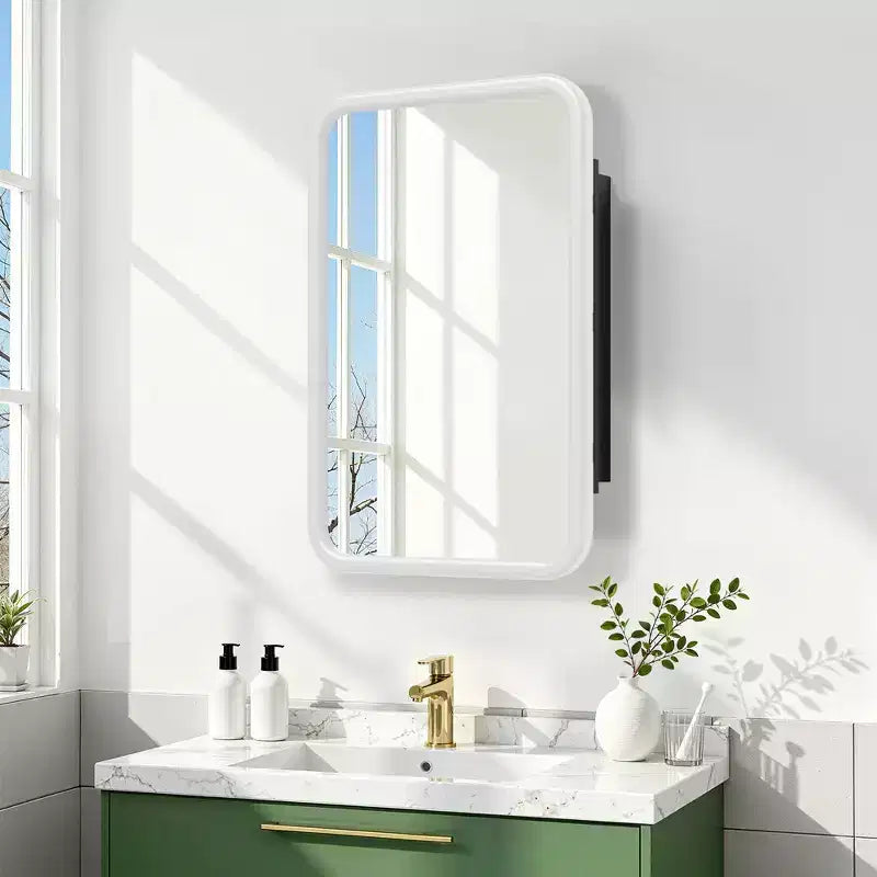 Dovelina Armoire de toilette murale, armoire à miroir, armoire à miroir murale multifonctionnelle avec portes magnétiques