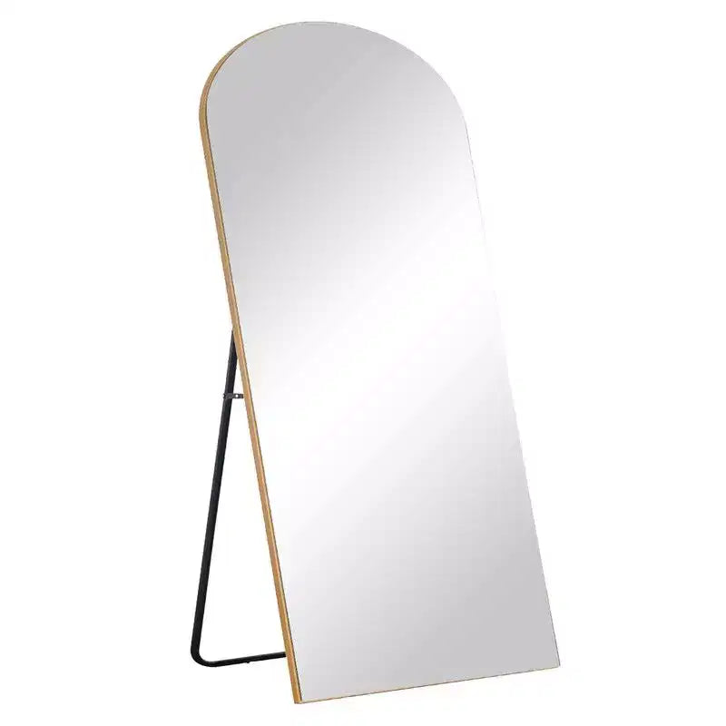 PexFix 31 po (L) x 71 po (H) Miroir arqué pleine longueur autoportant Miroir mural encadré en métal Grand miroir de sol doré