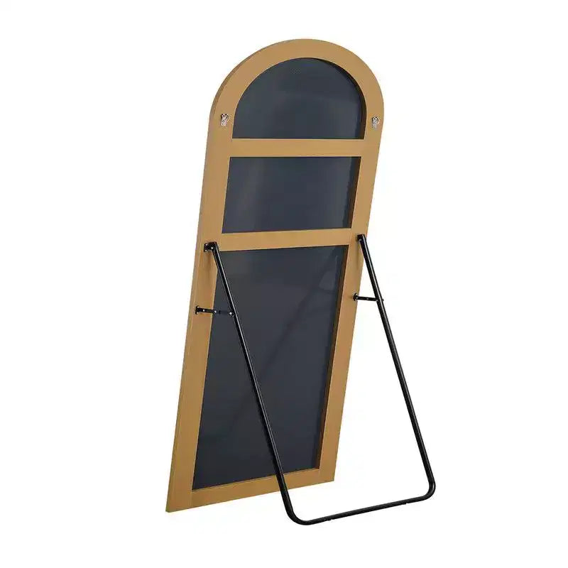 PexFix 31 po (L) x 71 po (H) Miroir arqué pleine longueur autoportant Miroir mural encadré en métal Grand miroir de sol doré