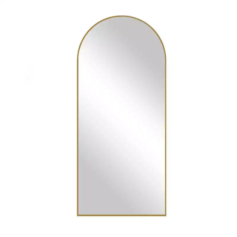 PexFix 31 po (L) x 71 po (H) Miroir arqué pleine longueur autoportant Miroir mural encadré en métal Grand miroir de sol doré
