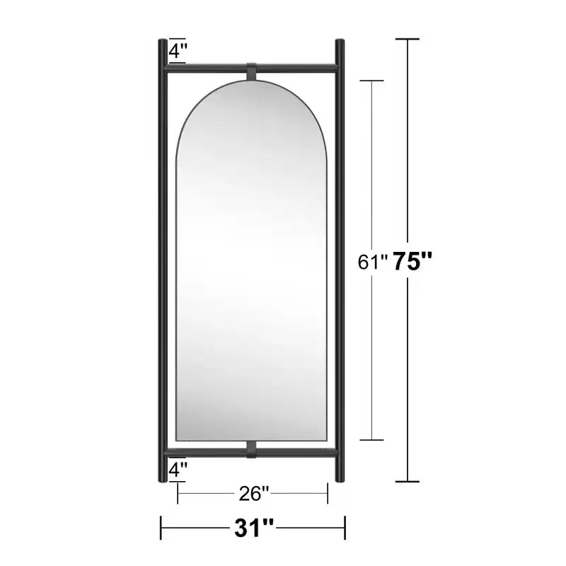 PexFix Miroir en bois massif arqué de style échelle, 31 po (l) x 75 po (h), cadre marron