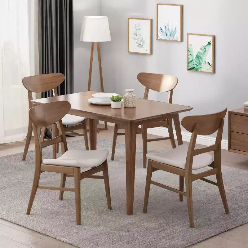 Christopher Knight Home Isador Chaises de salle à manger en bois d'hévéa rembourrées de style moderne du milieu du siècle (lot de 4)