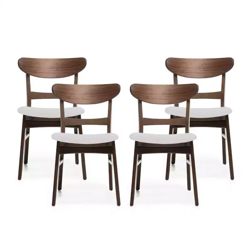 Christopher Knight Home Isador Chaises de salle à manger en bois d'hévéa rembourrées de style moderne du milieu du siècle (lot de 4)