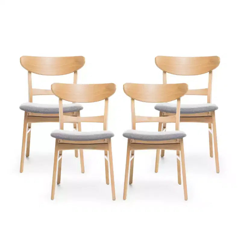 Christopher Knight Home Isador Chaises de salle à manger en bois d'hévéa rembourrées de style moderne du milieu du siècle (lot de 4)