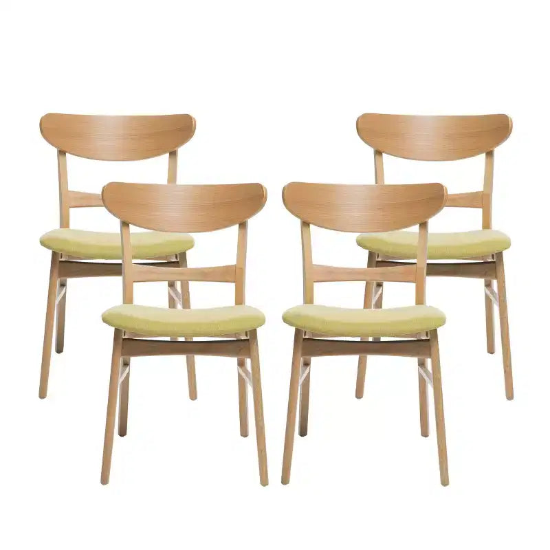 Christopher Knight Home Isador Chaises de salle à manger en bois d'hévéa rembourrées de style moderne du milieu du siècle (lot de 4)