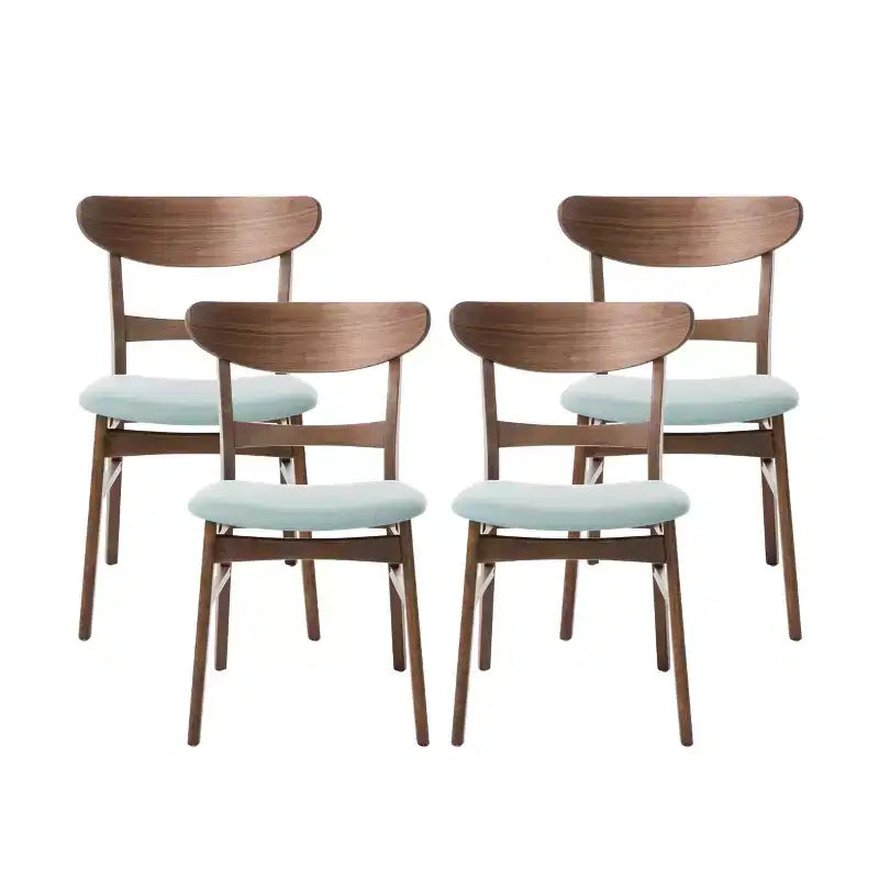 Christopher Knight Home Isador Chaises de salle à manger en bois d'hévéa rembourrées de style moderne du milieu du siècle (lot de 4)