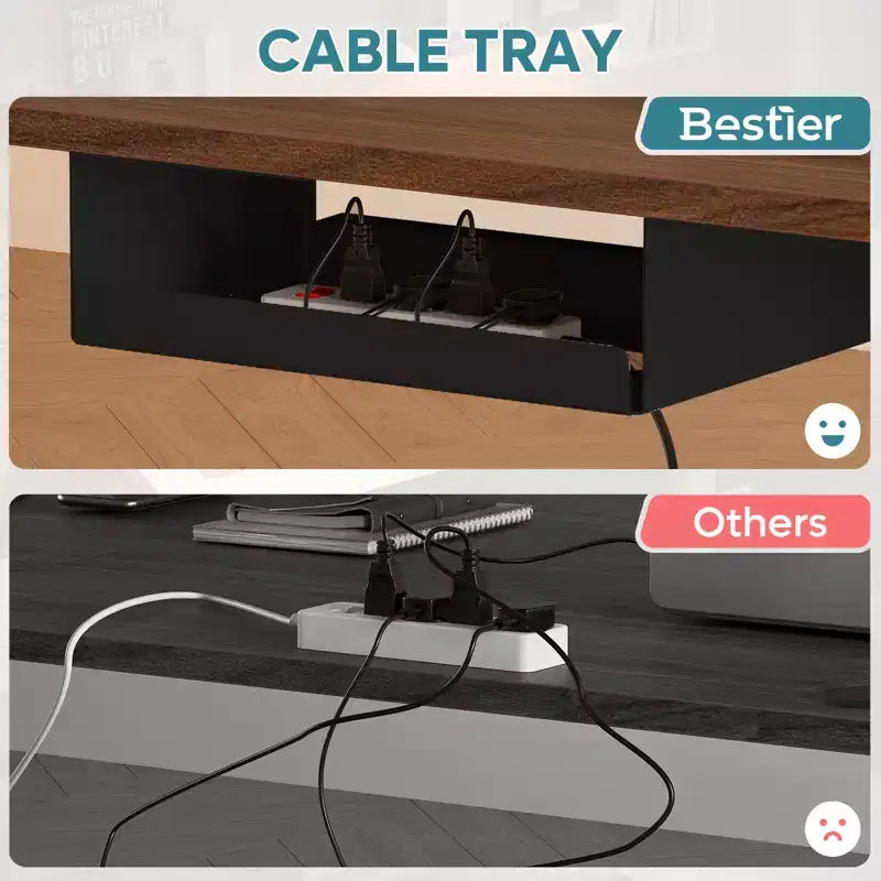 Bureau d'ordinateur électrique réglable en hauteur Bestier 55 avec port USB, bureau de télétravail simple avec crochets et sac latéral, poste de travail assis-debout