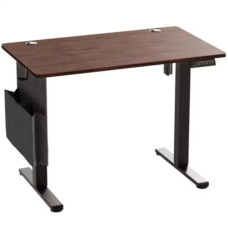 Bureau d'ordinateur électrique réglable en hauteur Bestier 55 avec port USB, bureau de télétravail simple avec crochets et sac latéral, poste de travail assis-debout