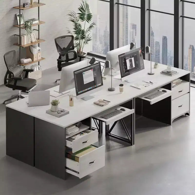 Bureau d'ordinateur Bestier 55'' avec tiroir pour clavier et tiroirs classeurs, bureau industriel avec rangement, bureau en bois pour professeur pour bureau à domicile