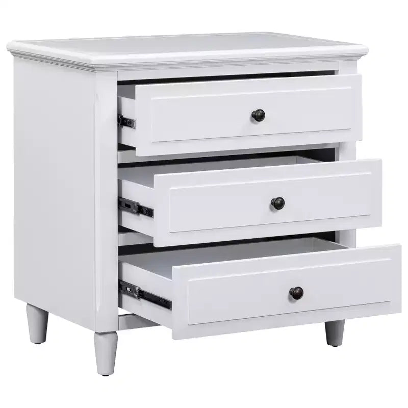 Whisen 28 Table de Chevet Moderne Minimaliste à 3 Tiroirs, Rangement, Cabinet en Bois, Table d'Appoint de Canapé