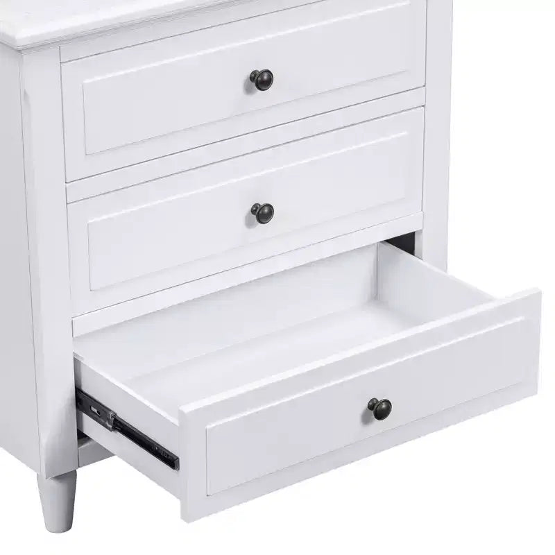 Whisen 28 Table de Chevet Moderne Minimaliste à 3 Tiroirs, Rangement, Cabinet en Bois, Table d'Appoint de Canapé