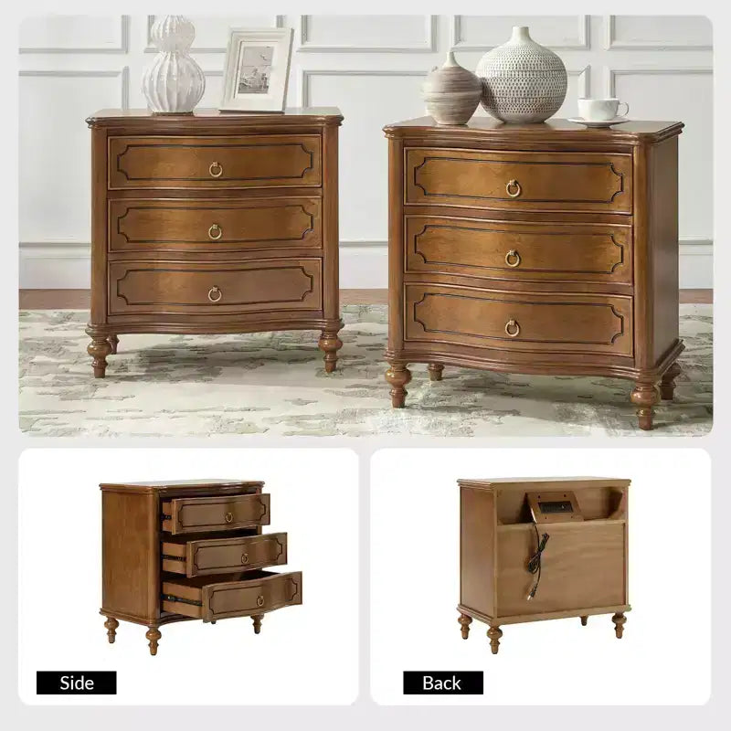 Table d'appoint à 3 tiroirs Linus (lot de 2) | ART OF LIVING DESIGNS