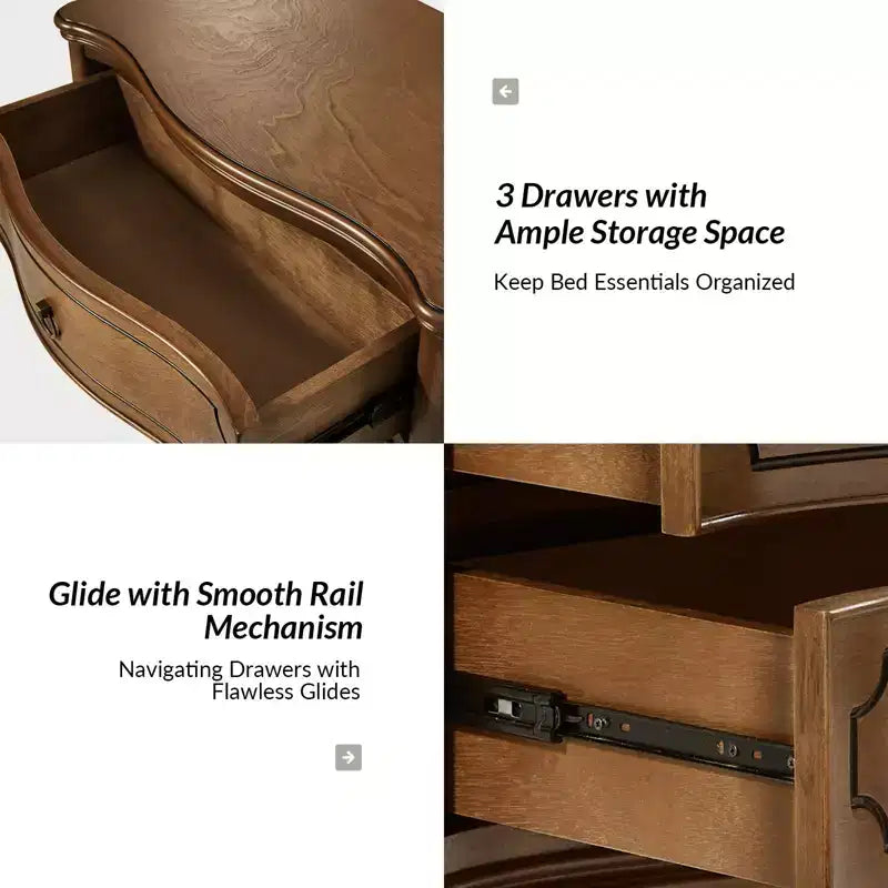 Table d'appoint à 3 tiroirs Linus (lot de 2) | ART OF LIVING DESIGNS