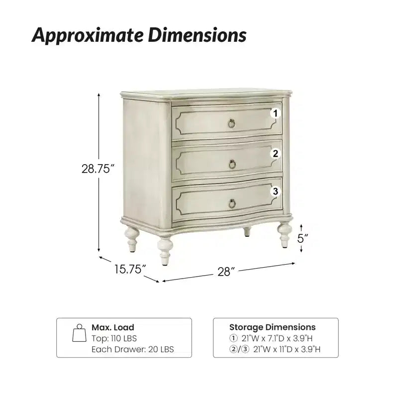 Table d'appoint à 3 tiroirs Linus (lot de 2) | ART OF LIVING DESIGNS