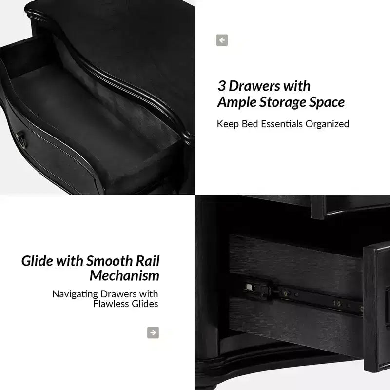 Table d'appoint à 3 tiroirs Linus (lot de 2) | ART OF LIVING DESIGNS