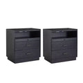 Alcide end table with USB and LED Light Set of 2| ART OF LIVING DESIGNS-BLACK