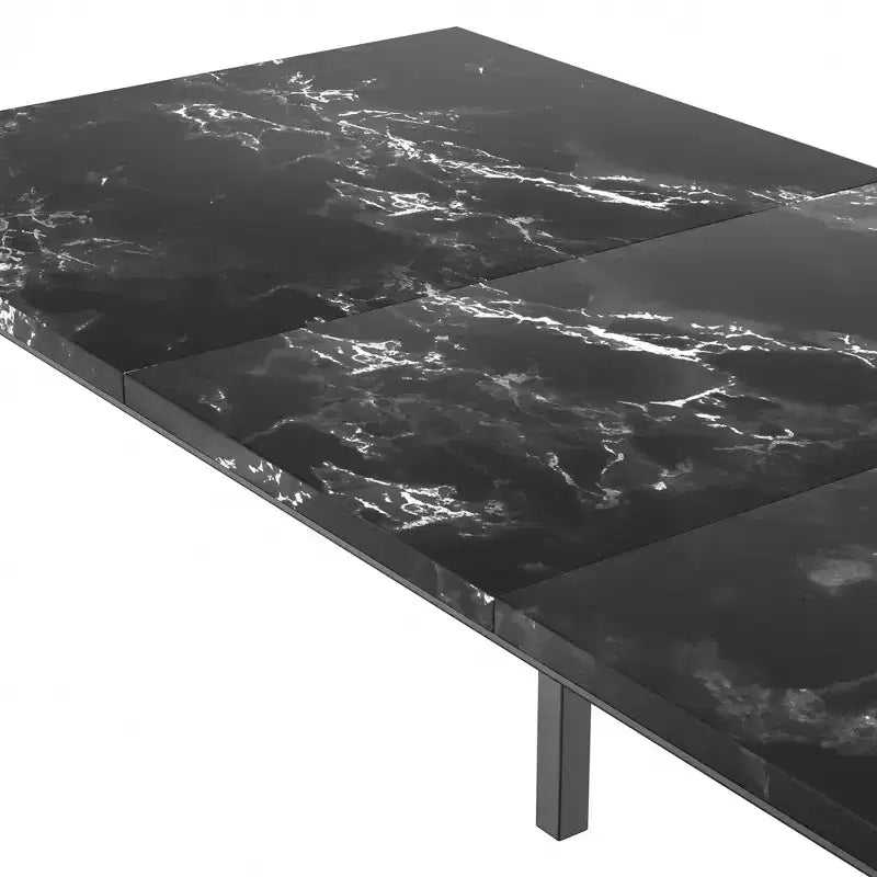 Ensemble table de cuisine extensible 3 pièces VECELO 63" avec bancs, salle à manger moderne pour 8/6/4 personnes, noir/marron/blanc