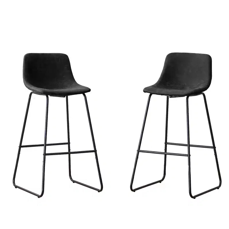 Tabourets de bar à hauteur de comptoir FERPIT en fausse fourrure (lot de 2), tabourets de bar rembourrés avec repose-pieds