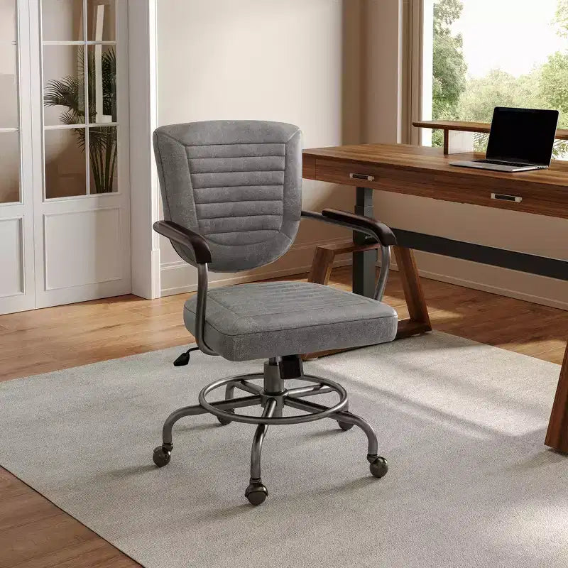 Cole, chaise de bureau en similicuir, 27,12 P x 24,75 L x 36,25-39,37 H, gris