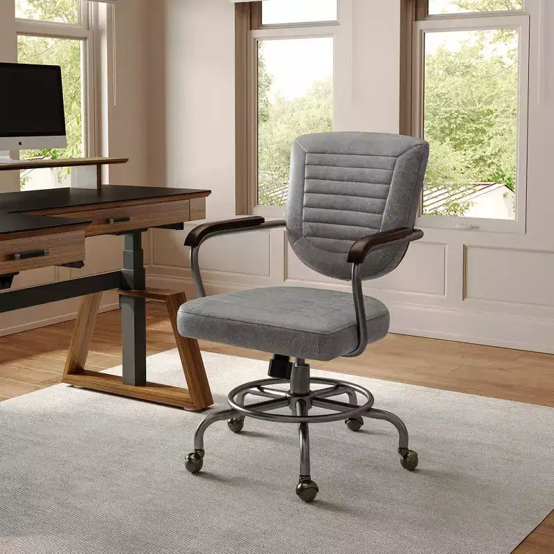 Cole, chaise de bureau en similicuir, 27,12 P x 24,75 L x 36,25-39,37 H, gris