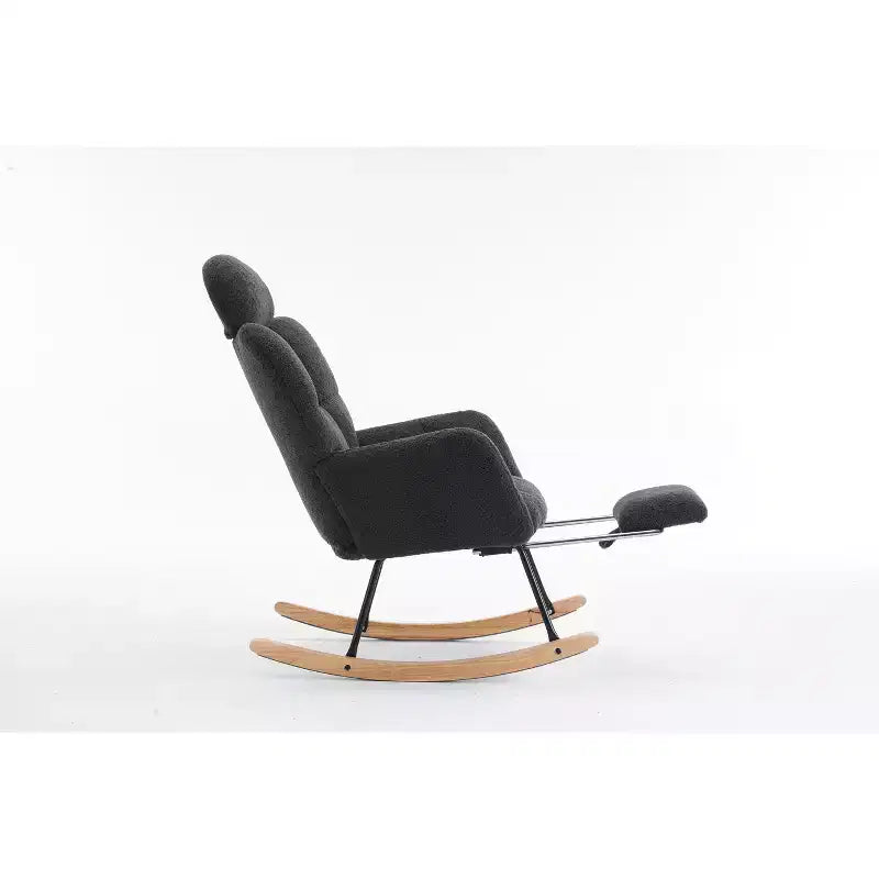 Fauteuil à bascule et planeur rembourré en tissu Teddy, fauteuil d'appoint moderne du milieu du siècle avec dossier haut et oreillers - ModernLuxe