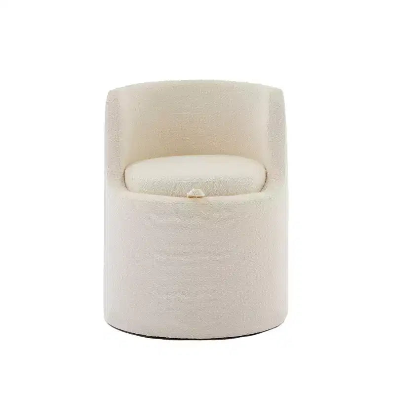 HYLEORY Pouf de maquillage avec rangement, tabouret de vanité rembourré avec dossier pliable, repose-pieds cylindrique moderne pour salon et chambre à coucher