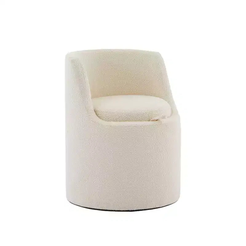 HYLEORY Pouf de maquillage avec rangement, tabouret de vanité rembourré avec dossier pliable, repose-pieds cylindrique moderne pour salon et chambre à coucher