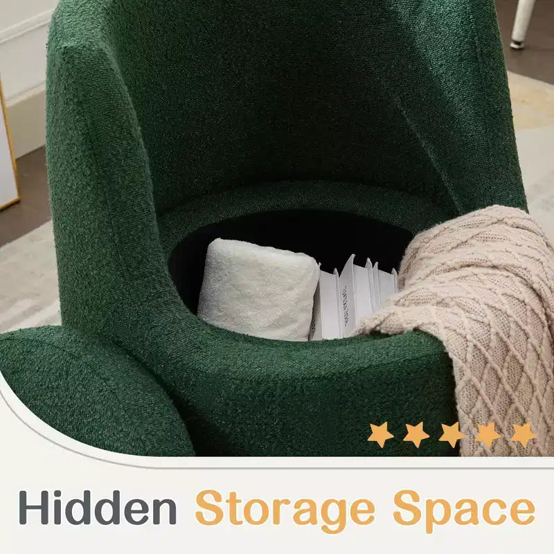 HYLEORY Pouf de maquillage avec rangement, tabouret de vanité rembourré avec dossier pliable, repose-pieds cylindrique moderne pour salon et chambre à coucher