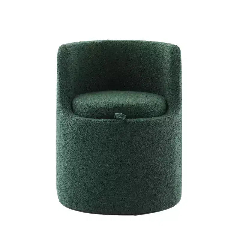 HYLEORY Pouf de maquillage avec rangement, tabouret de vanité rembourré avec dossier pliable, repose-pieds cylindrique moderne pour salon et chambre à coucher