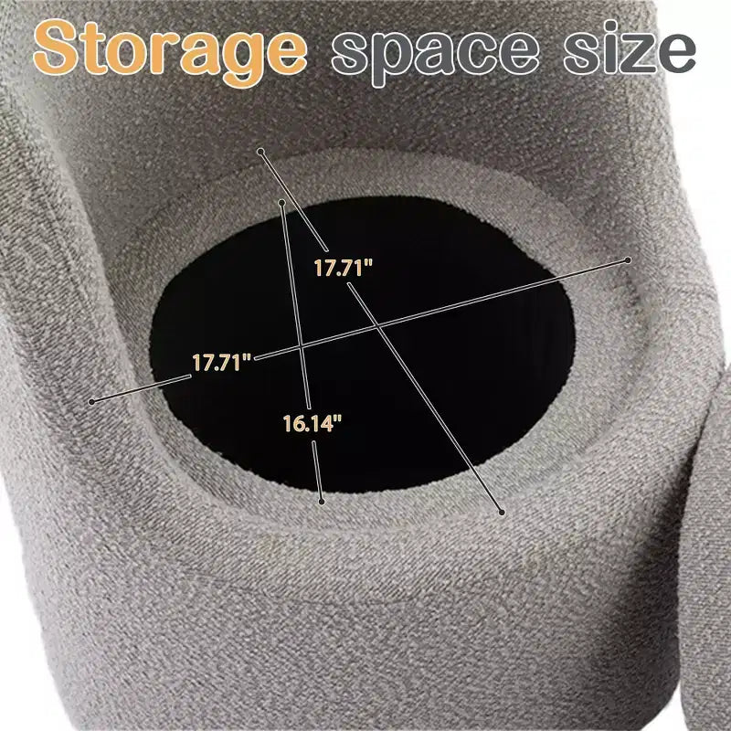 HYLEORY Pouf de maquillage avec rangement, tabouret de vanité rembourré avec dossier pliable, repose-pieds cylindrique moderne pour salon et chambre à coucher