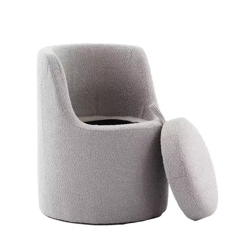 HYLEORY Pouf de maquillage avec rangement, tabouret de vanité rembourré avec dossier pliable, repose-pieds cylindrique moderne pour salon et chambre à coucher