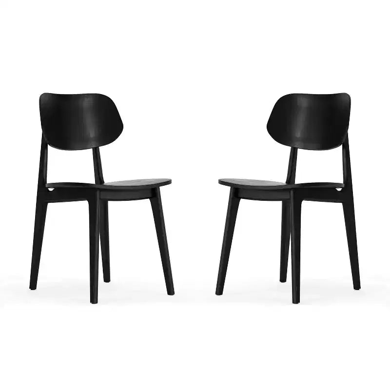 Emma et Oliver, ensemble de 2 chaises de salle à manger en bois massif avec dossiers ovales incurvés