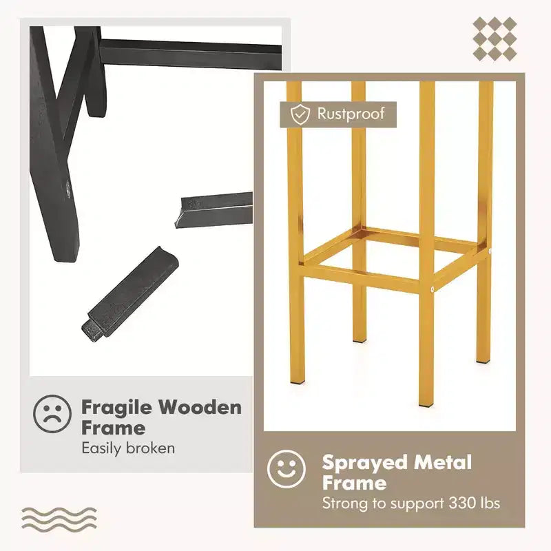 Lot de 4 tabourets de bar Costway 26", avec cadre en métal, repose-pieds, sans dossier, hauteur de comptoir, marron
