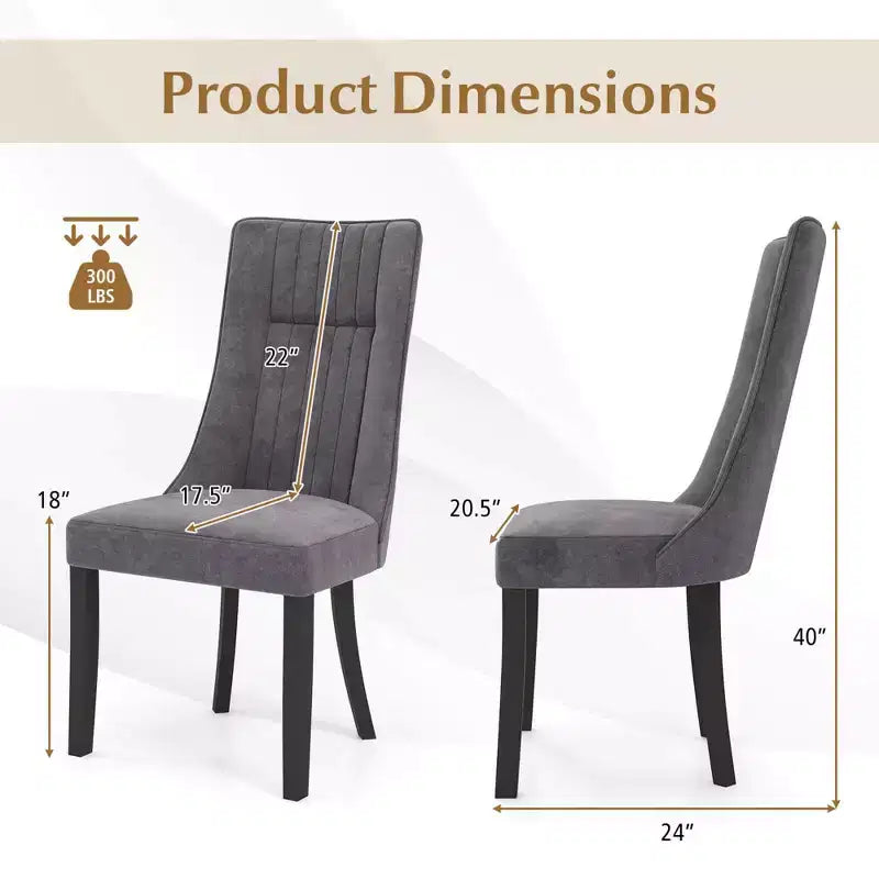 Lot de 2/4 chaises de salle à manger Costway avec dossier haut touffeté, pieds en bois d'hévéa, style moderne