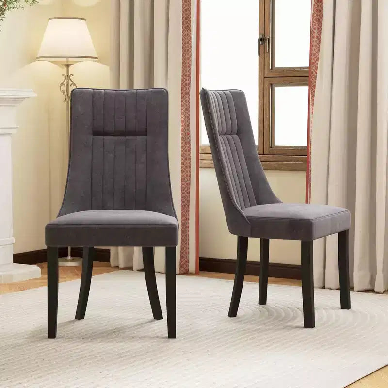 Lot de 2/4 chaises de salle à manger Costway avec dossier haut touffeté, pieds en bois d'hévéa, style moderne