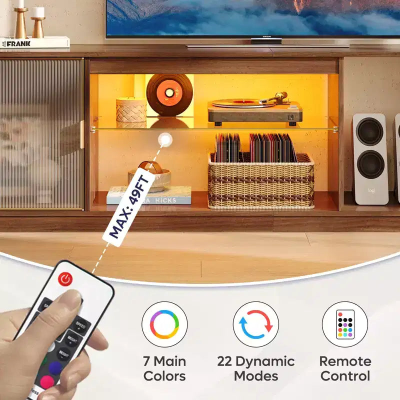 Meuble TV Bestier LED pour téléviseurs jusqu'à 75 pouces, meuble de divertissement avec tiroir et étagères de rangement