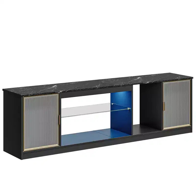 Meuble TV Bestier LED pour téléviseurs jusqu'à 75 pouces, meuble de divertissement avec tiroir et étagères de rangement