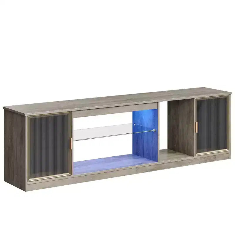 Meuble TV Bestier LED pour téléviseurs jusqu'à 75 pouces, meuble de divertissement avec tiroir et étagères de rangement
