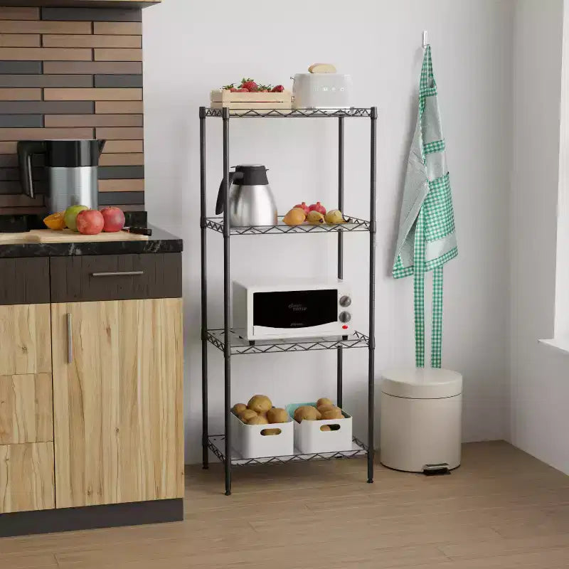 BestMassage Étagères de Rangement à 4 Niveaux Étagères de Garage Tablette Réglable Capacité de Charge Totale Utilisation Multifonctionnelle pour la Maison et le Bureau