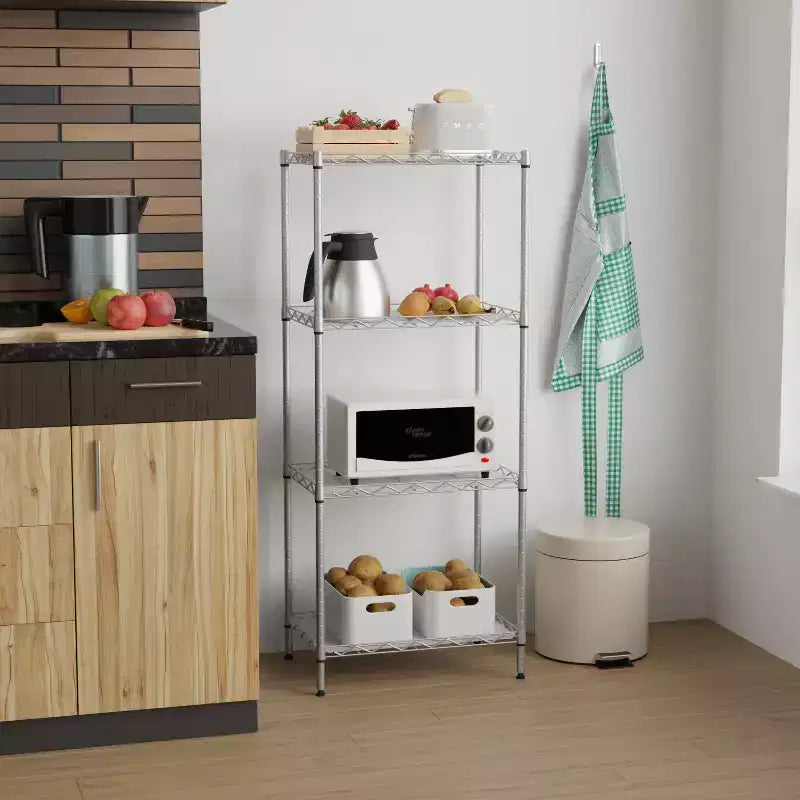 BestMassage Étagères de Rangement à 4 Niveaux Étagères de Garage Tablette Réglable Capacité de Charge Totale Utilisation Multifonctionnelle pour la Maison et le Bureau