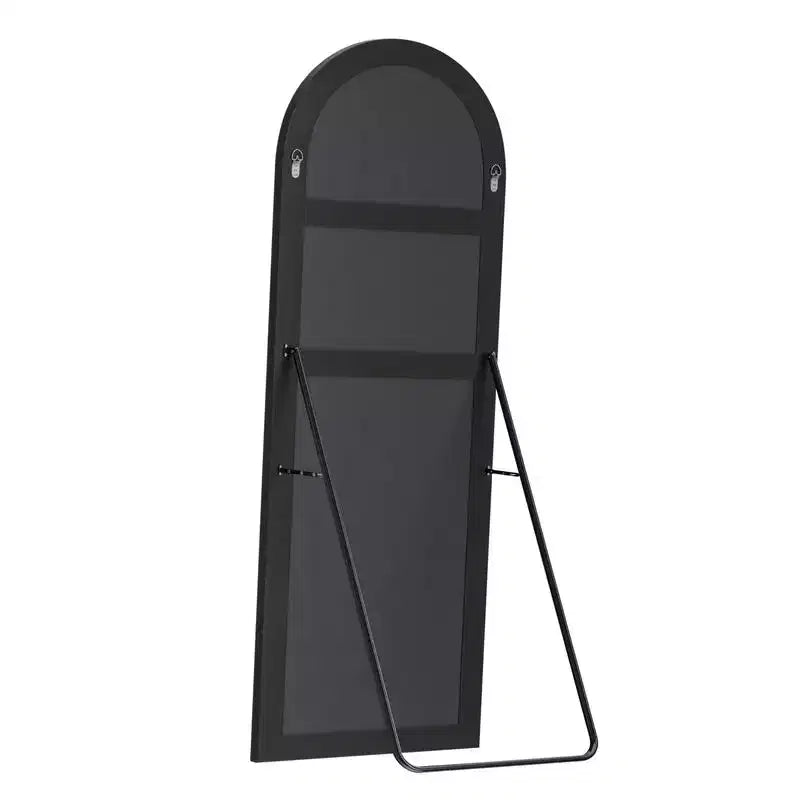 PexFix Grand miroir mural ou sur pied en bois arqué noir de 23 po L x 67 po H
