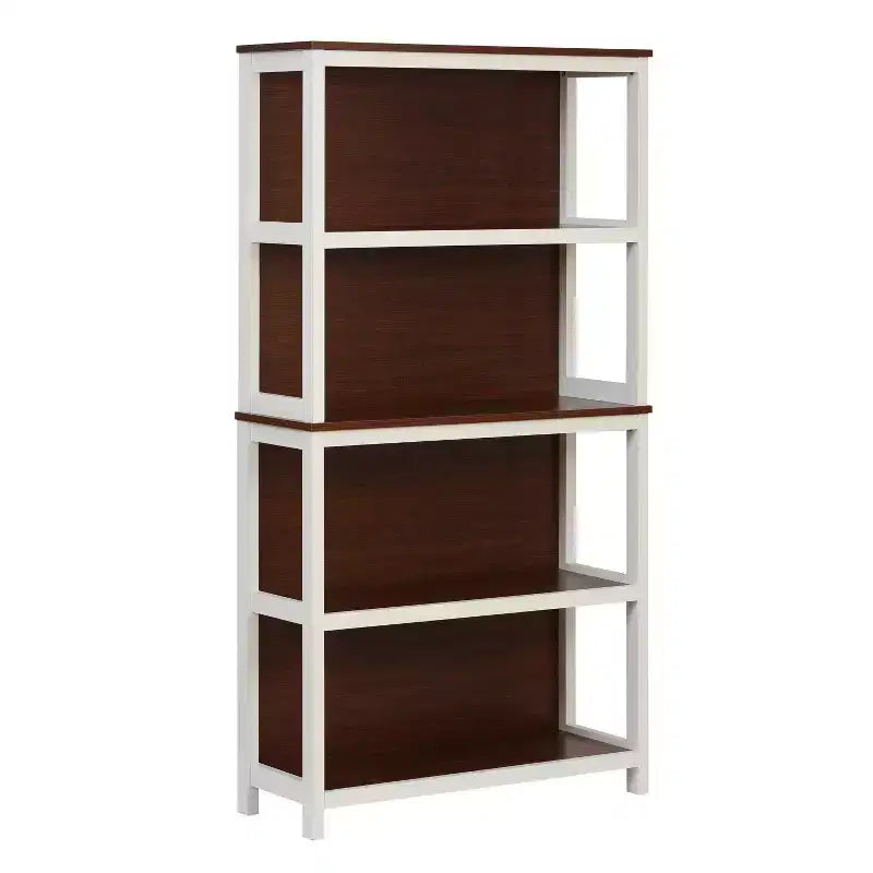 LuxenHome Étagère à 4 niveaux 151,1 cm H x 79,7 cm l, en bois manufacturé couleur cerisier et blanc, marron