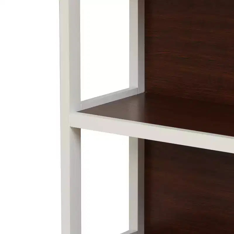 LuxenHome Étagère à 4 niveaux 151,1 cm H x 79,7 cm l, en bois manufacturé couleur cerisier et blanc, marron